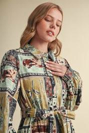 Portobello Road Belted Patchwork Print Midi Dress - Westly