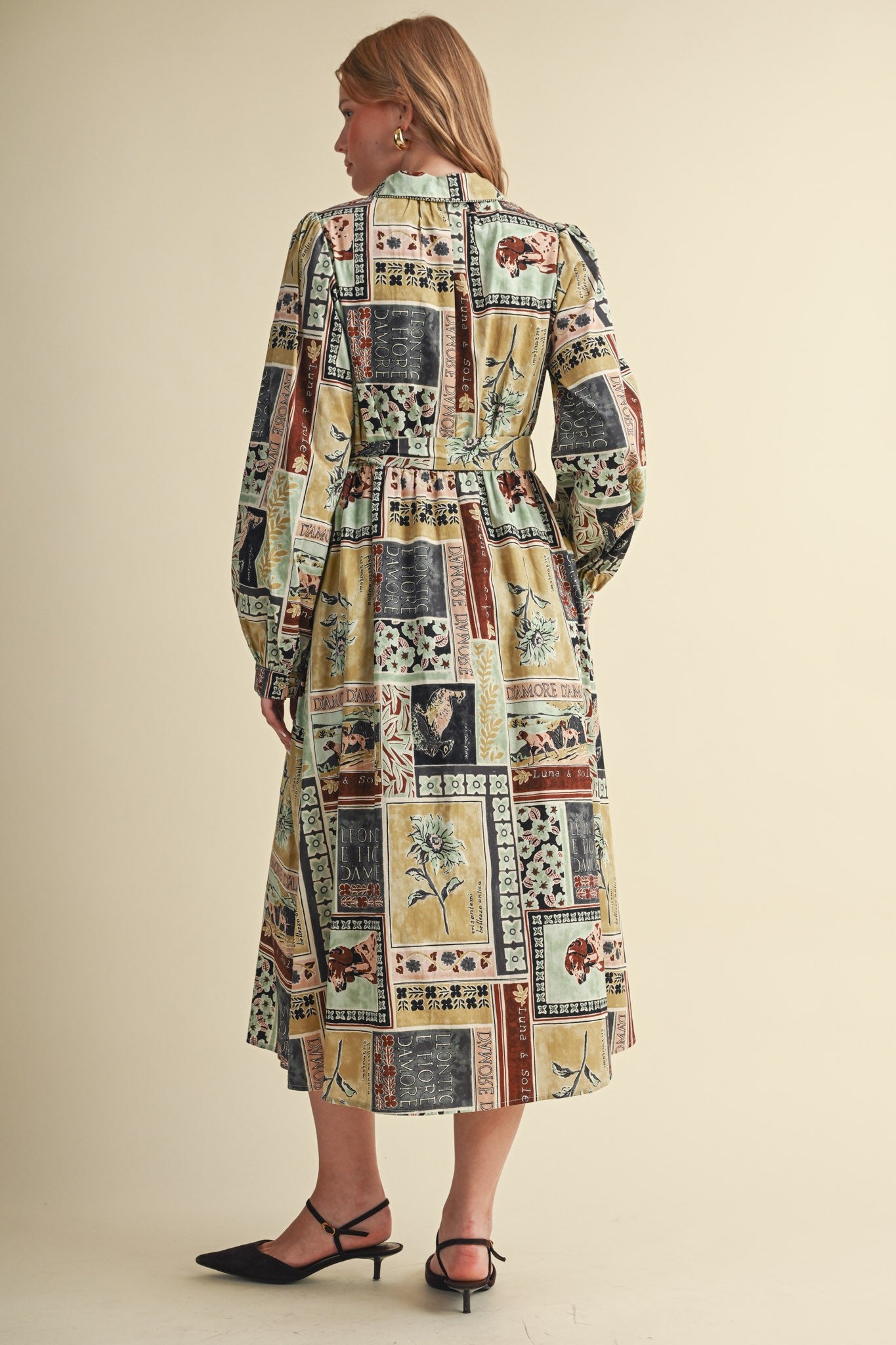 Portobello Road Belted Patchwork Print Midi Dress in Ash Grey Multi, photo 10