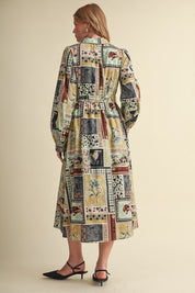 Portobello Road Belted Patchwork Print Midi Dress in Ash Grey Multi, photo 10
