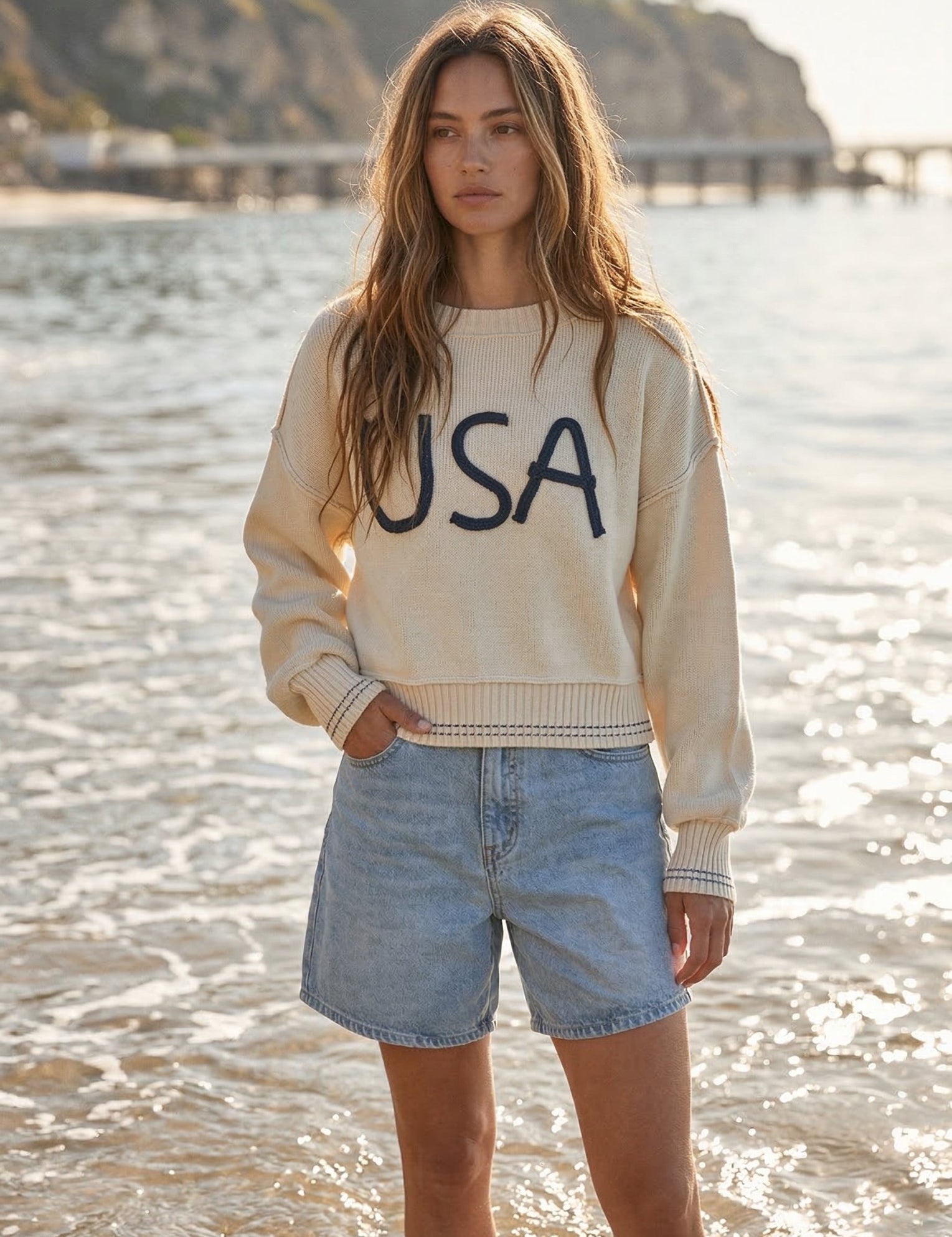 Portside Embroidered USA Sweater - Westly
