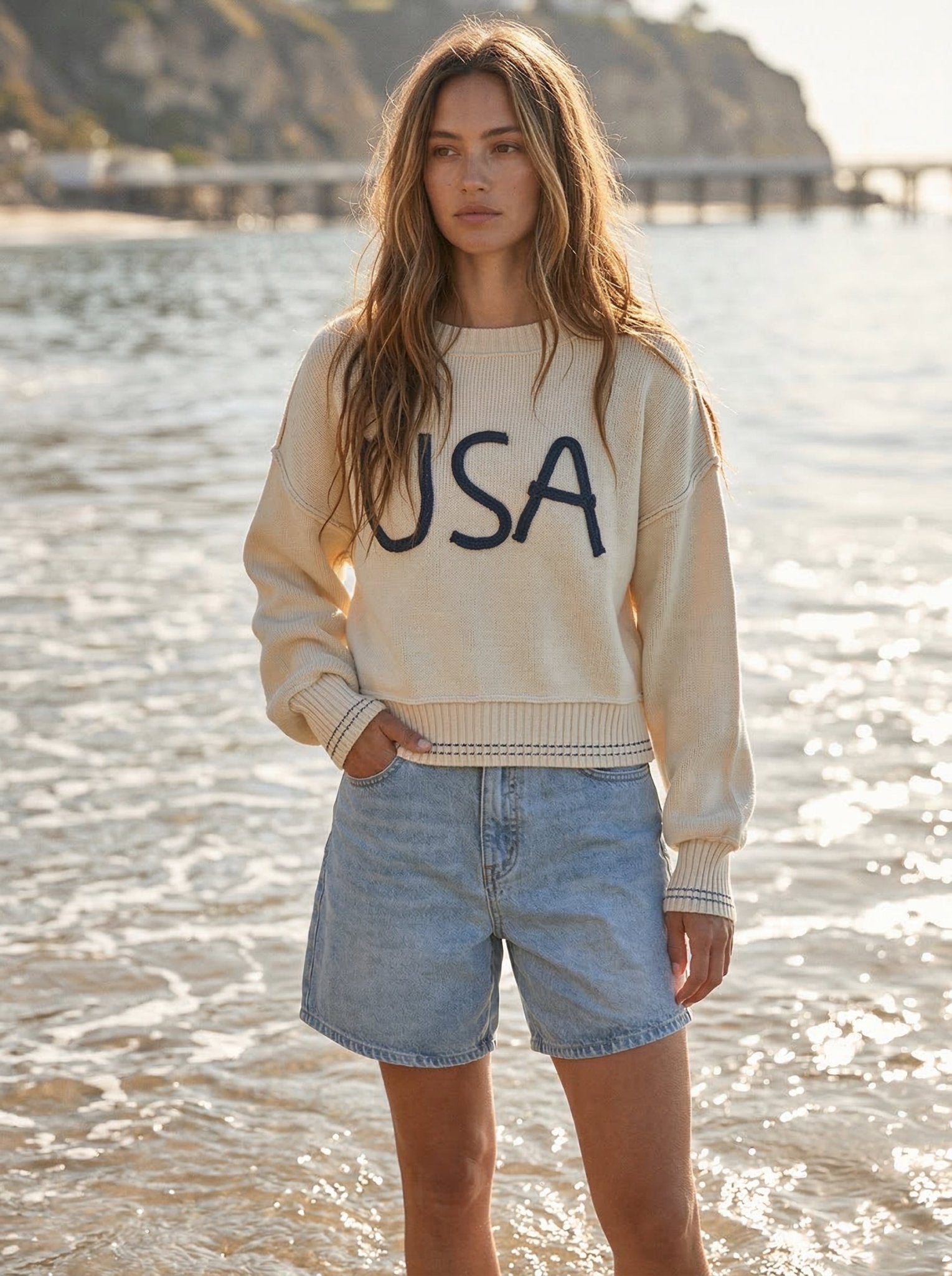 Portside Embroidered USA Sweater - Westly