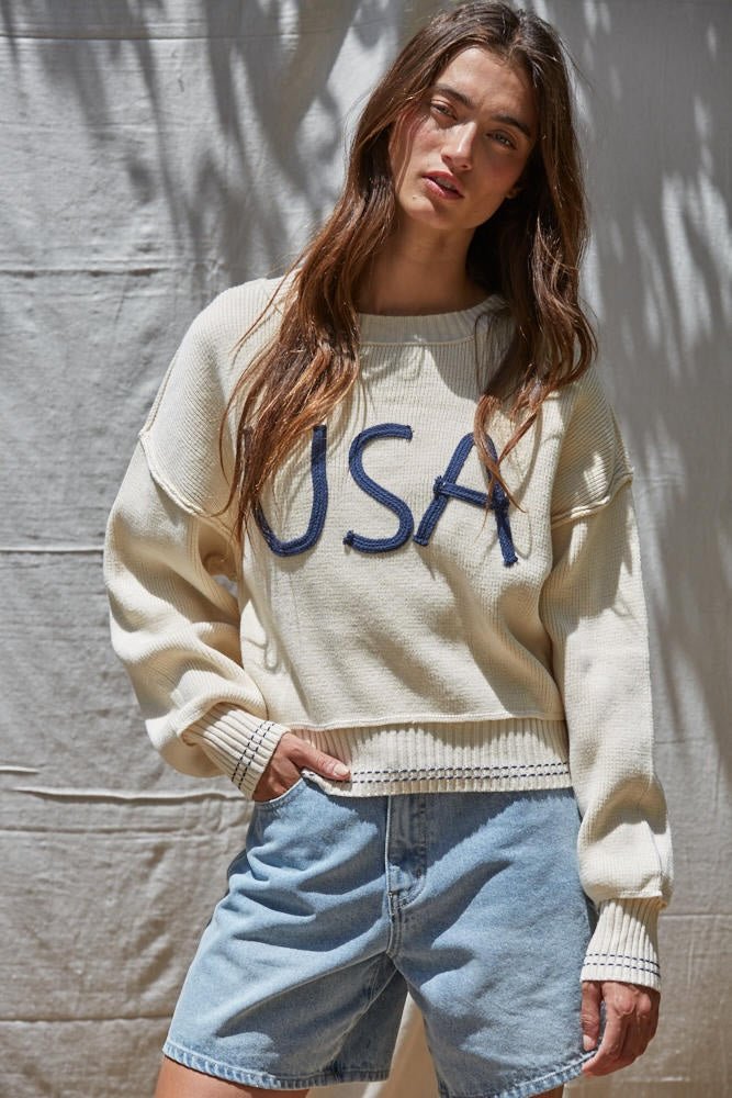 Portside Embroidered USA Sweater - Westly