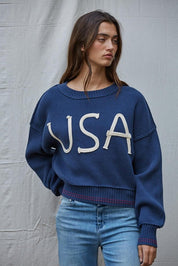 Portside Embroidered USA Sweater - Westly