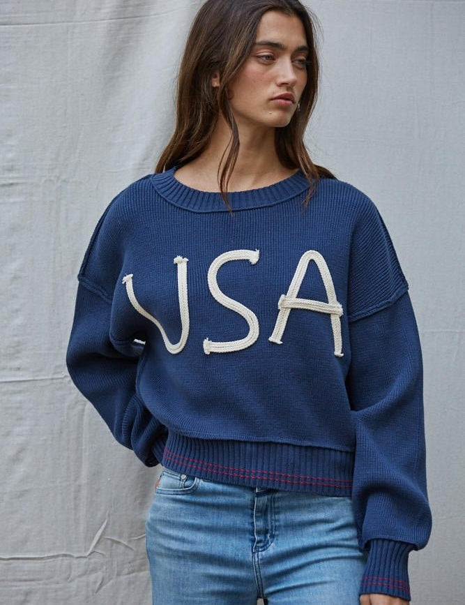 Portside Embroidered USA Sweater - Westly