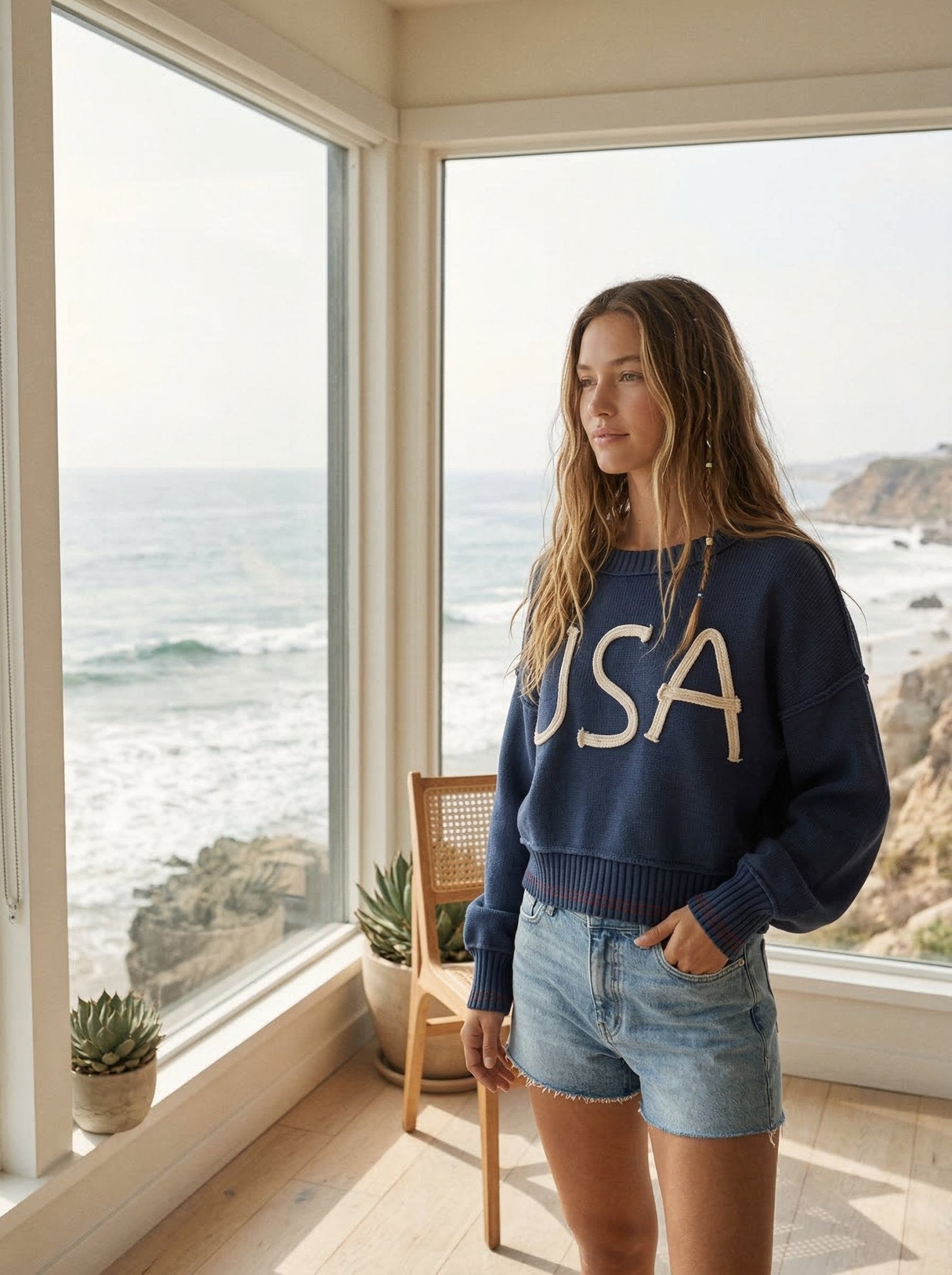 Portside Embroidered USA Sweater - Westly
