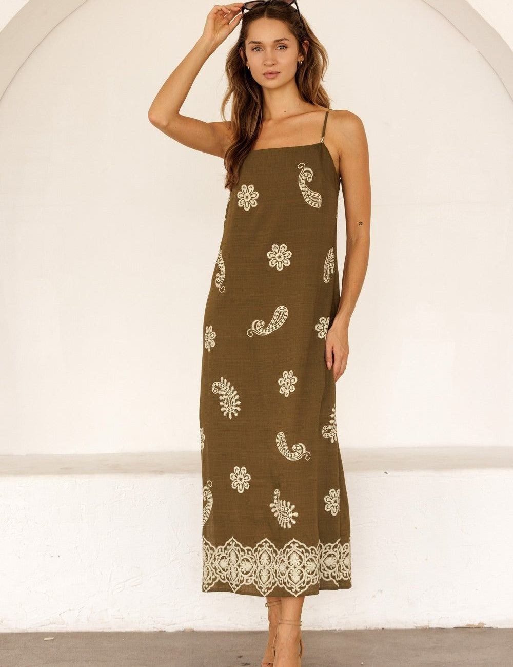Positano Paisley Embroidered Maxi Dress - Westly