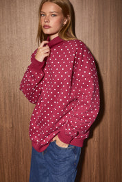 Postmarked Reversible Dear Santa Sweatshirt in Dusty Red White Dot — product photo 04