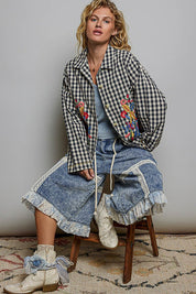 Posy Embroidered Gingham Jacket - Westly