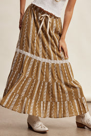 Prairie Thread Embroidered Maxi Skirt in Golden Brown - product photo 4
