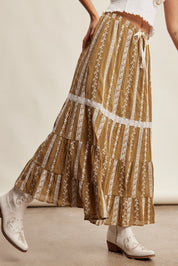 Prairie Thread Embroidered Maxi Skirt in Golden Brown - product photo 6
