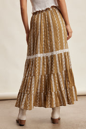 Prairie Thread Embroidered Maxi Skirt in Golden Brown - product photo 7