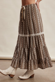 Prairie Thread Embroidered Maxi Skirt in Mocha - product photo 6