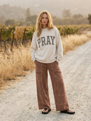 Pray Gingham Applique Mockneck Sweatshirt - Westly