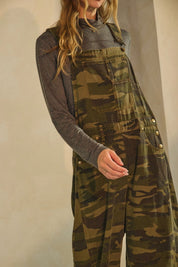 Prescott Camo Denim Barrel Overall Jumpsuit - Westly