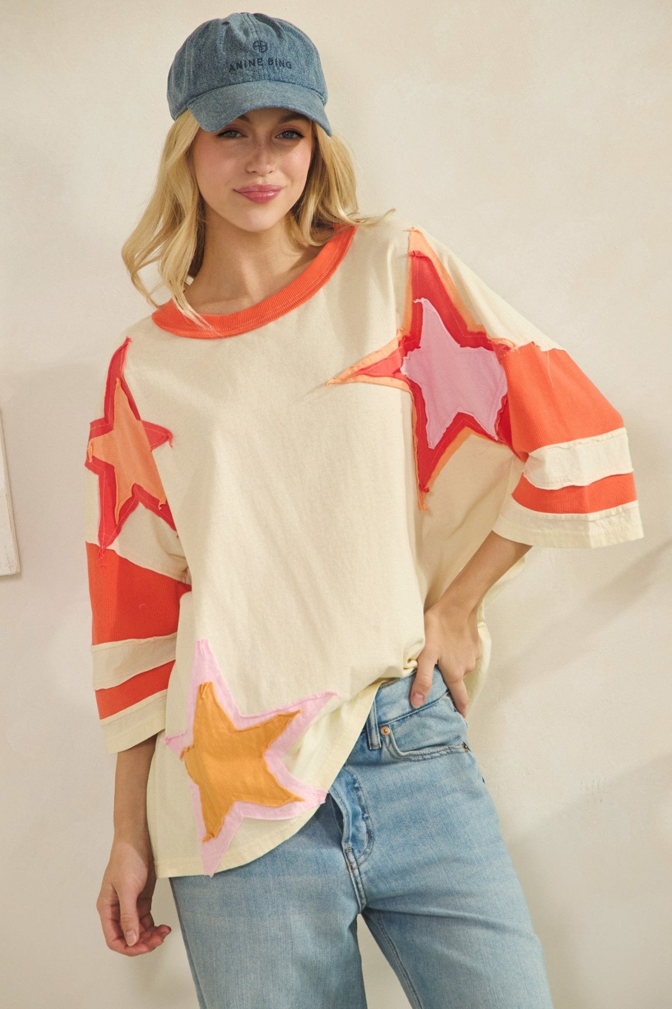 Presley Star Patch Oversized Tee - Westly