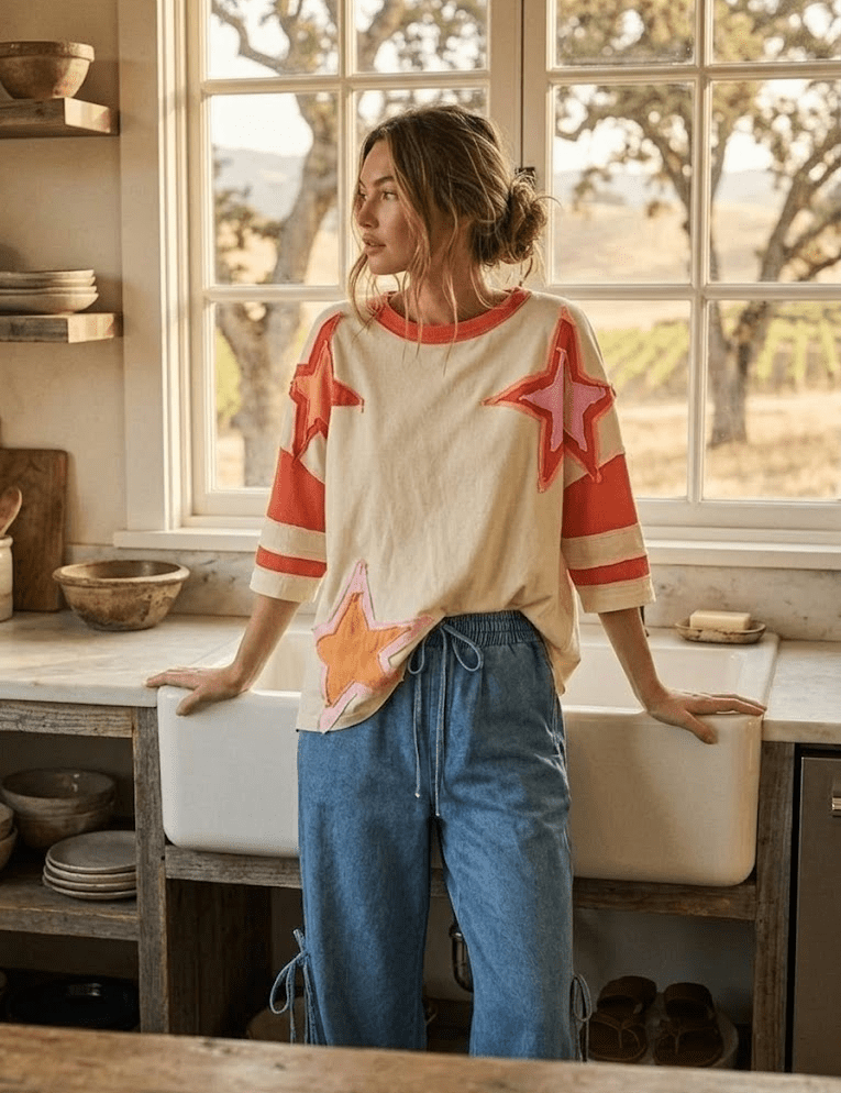 Presley Star Patch Oversized Tee - Westly