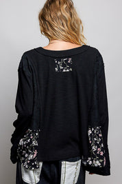 Pressed Flowers V-Neck Lace Patch Top - Westly