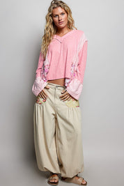 Pressed Flowers V-Neck Lace Patch Top - Westly