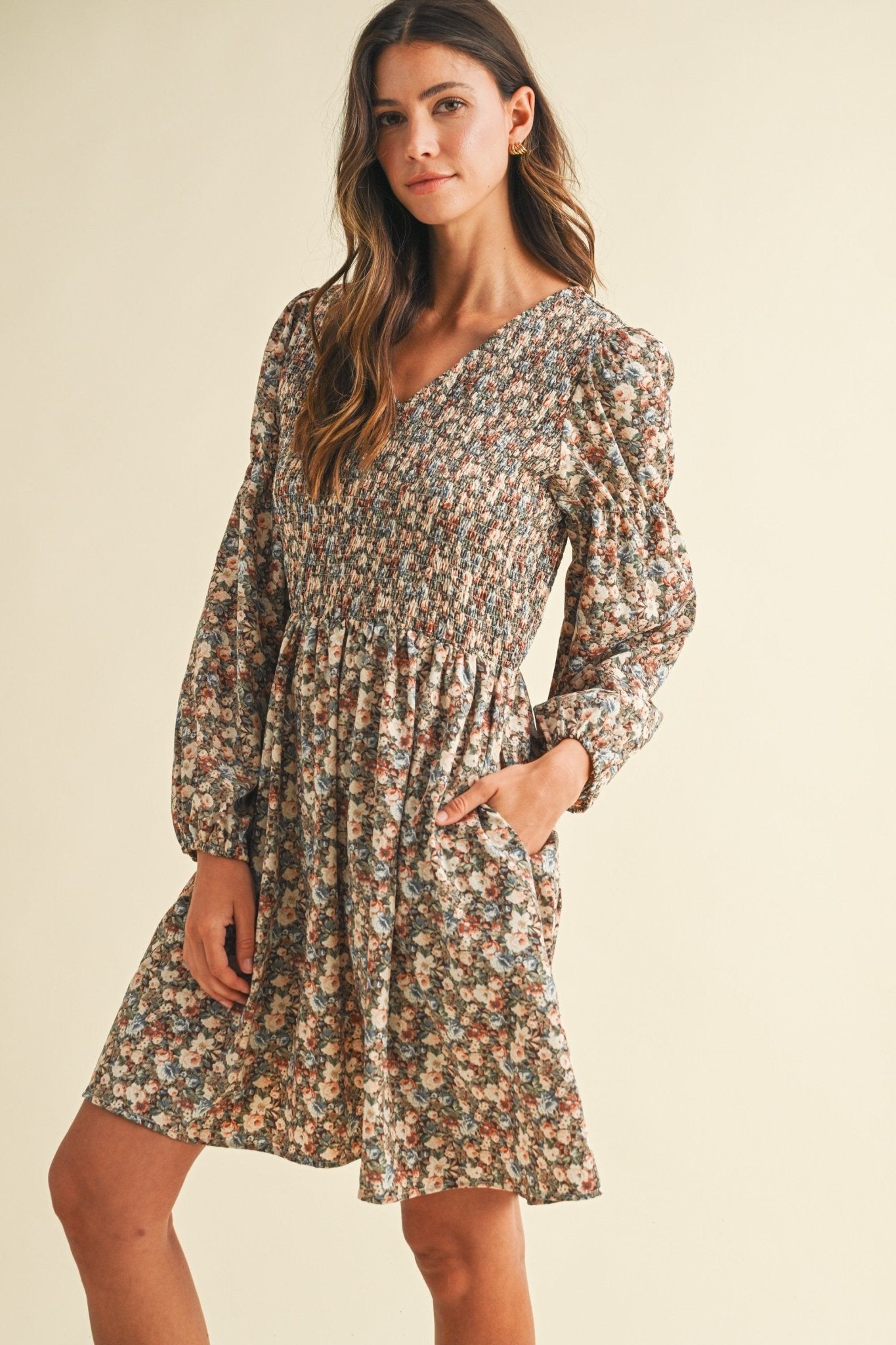 Pressed Petals Smocked Floral Mini Dress - Westly