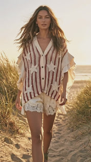 Prescott Star Patch Open-Knit Top