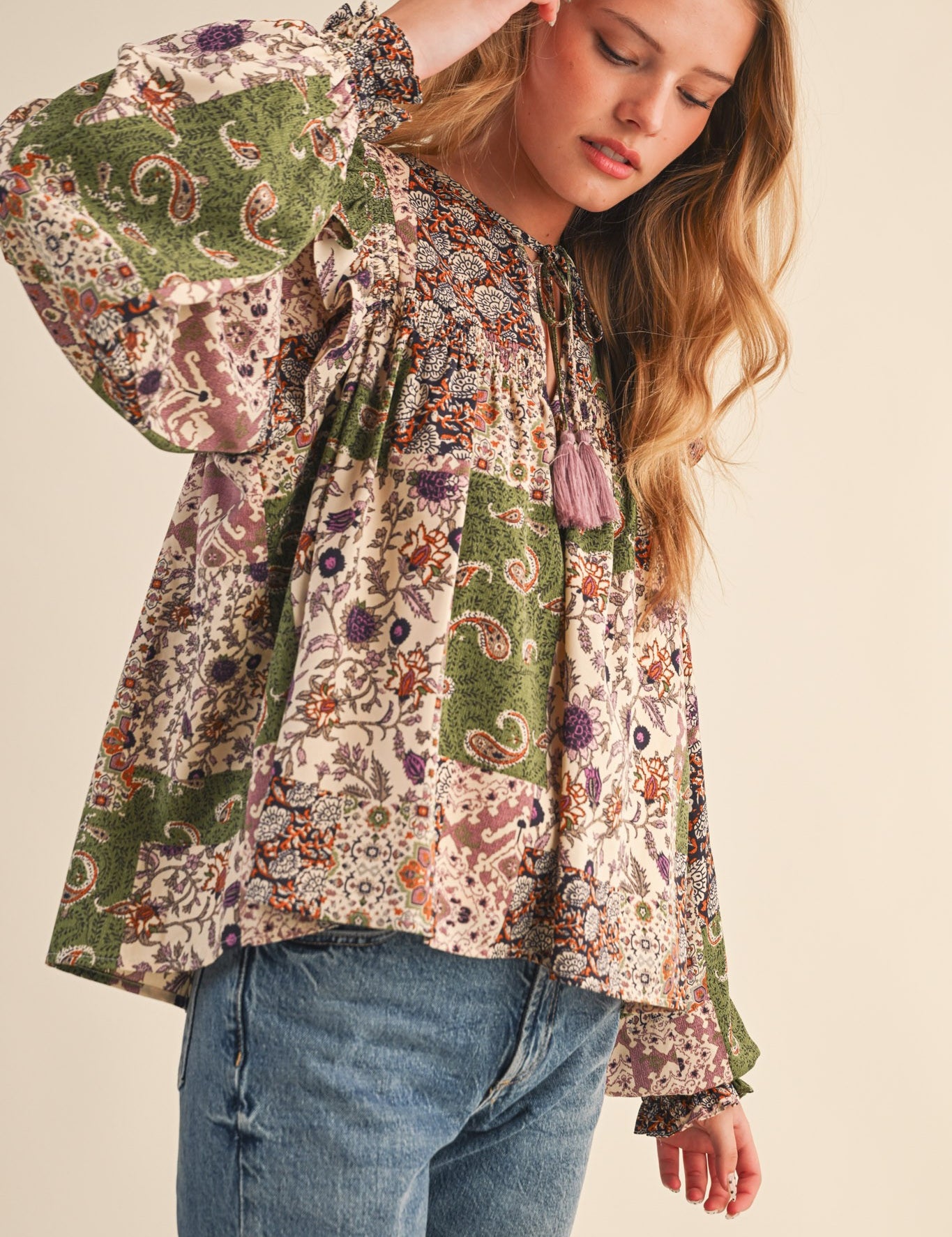 Print Anthology Patchwork Blouse in Lavender Multi Floral - product photo 2