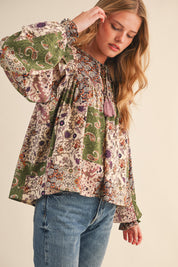 Print Anthology Patchwork Blouse in Lavender Multi Floral - product photo 2