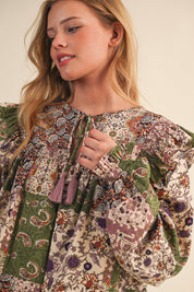 Print Anthology Patchwork Blouse in Lavender Multi Floral - product photo 3