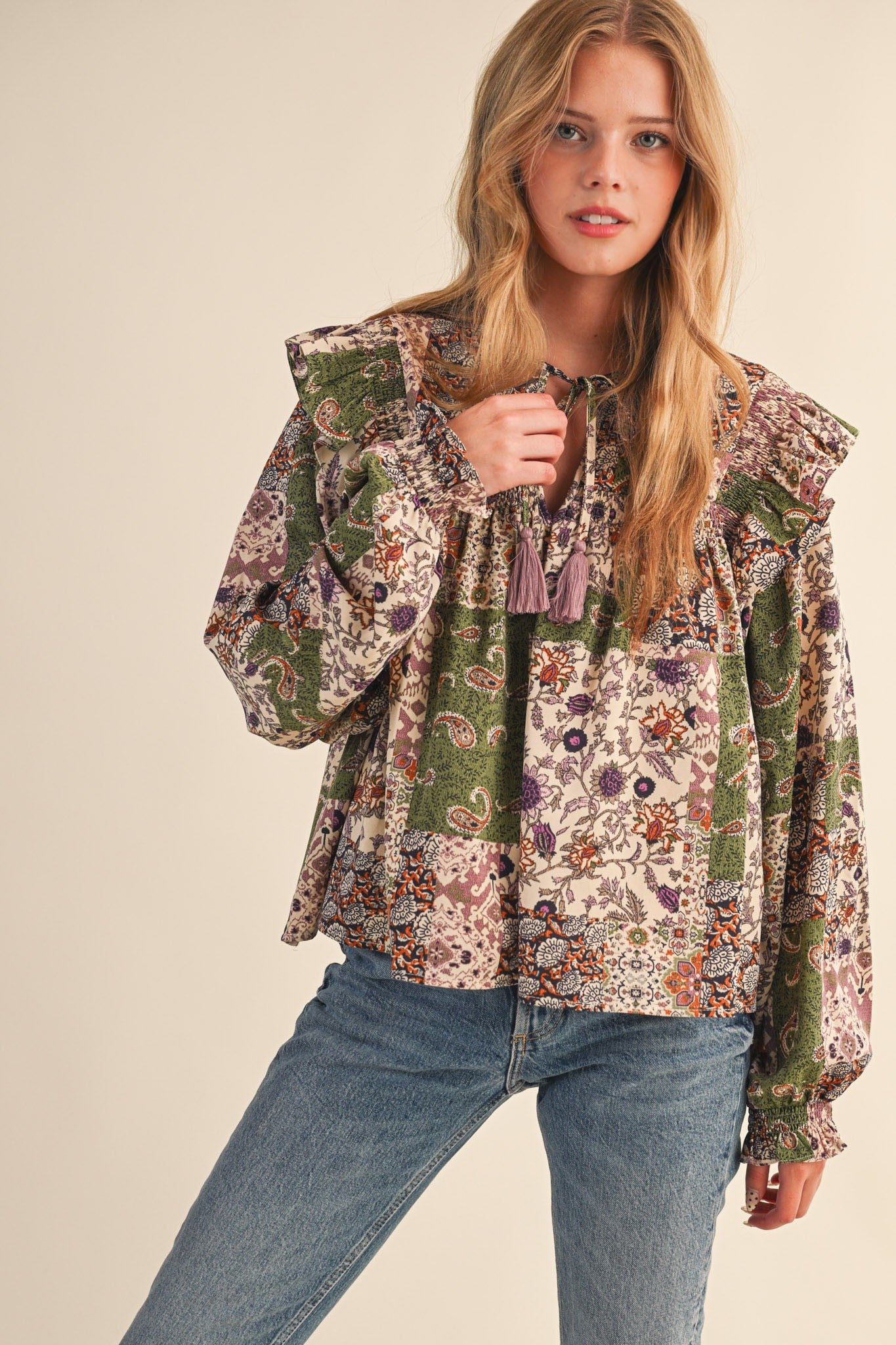 Print Anthology Patchwork Blouse in Lavender Multi Floral - product photo 4
