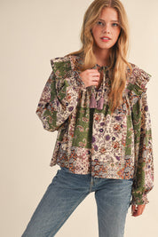 Print Anthology Patchwork Blouse in Lavender Multi Floral - product photo 4