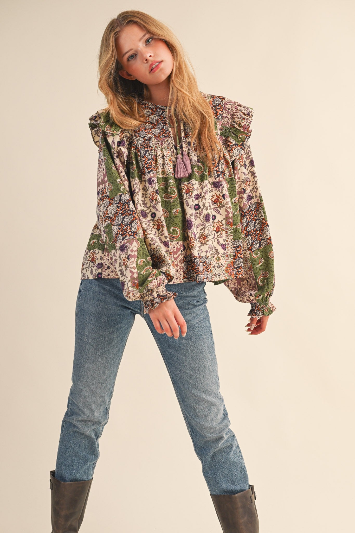 Print Anthology Patchwork Blouse in Lavender Multi Floral - product photo 5