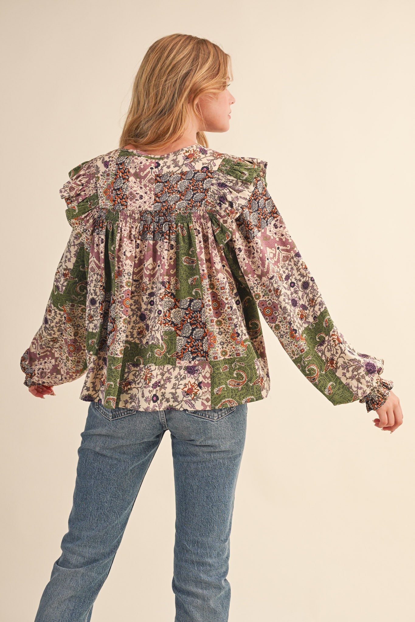 Print Anthology Patchwork Blouse in Lavender Multi Floral - product photo 7