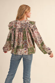 Print Anthology Patchwork Blouse in Lavender Multi Floral - product photo 7