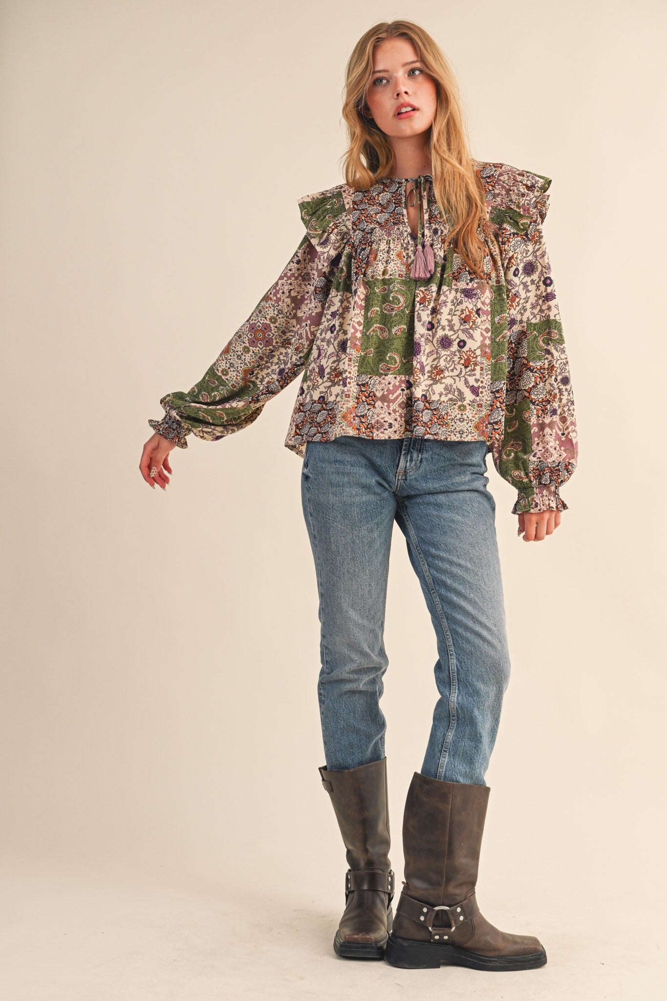 Print Anthology Patchwork Blouse in Lavender Multi Floral - product photo 8