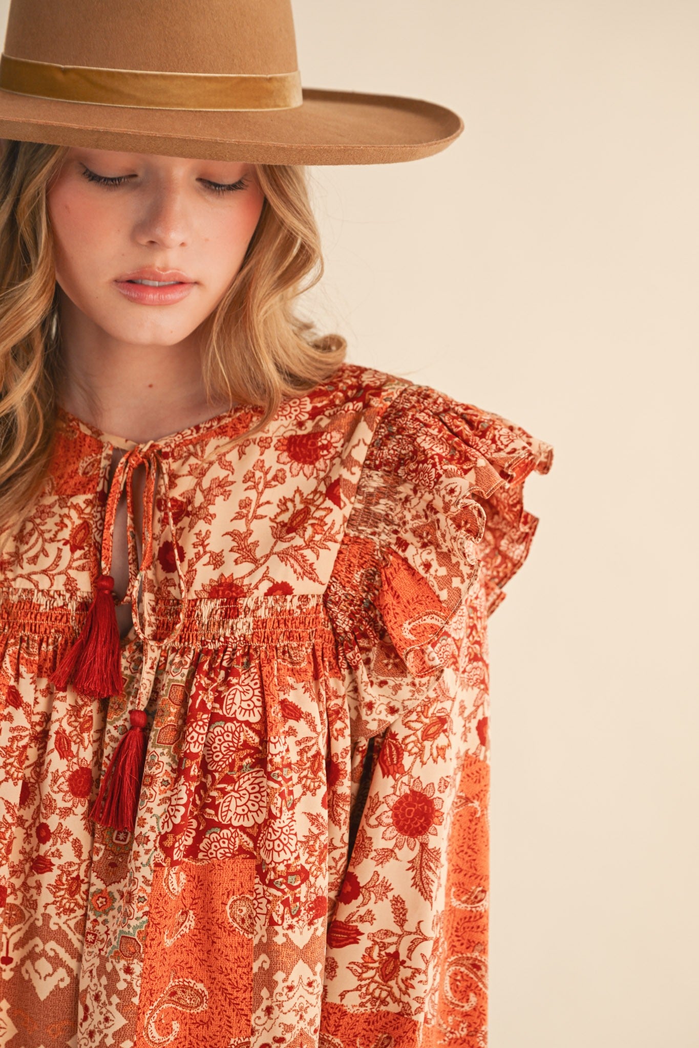 Print Anthology Patchwork Blouse in Rust Multi Floral - product photo 4