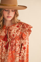 Print Anthology Patchwork Blouse in Rust Multi Floral - product photo 4