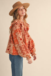 Print Anthology Patchwork Blouse in Rust Multi Floral - product photo 8