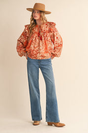 Print Anthology Patchwork Blouse in Rust Multi Floral - product photo 11