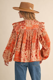 Print Anthology Patchwork Blouse in Rust Multi Floral - product photo 12