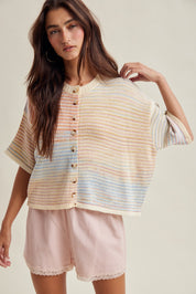 Prism Bay Rainbow Stripe Cardigan - Pink Sky Multi