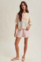 Prism Bay Rainbow Stripe Cardigan - Pink Sky Multi