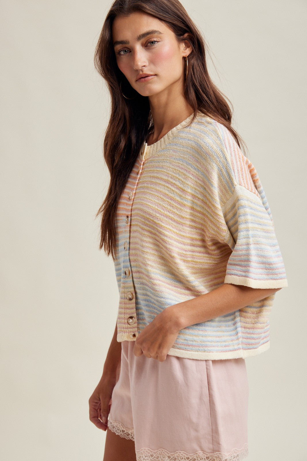 Prism Bay Rainbow Stripe Cardigan - Pink Sky Multi