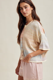 Prism Bay Rainbow Stripe Cardigan - Pink Sky Multi