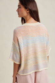 Prism Bay Rainbow Stripe Cardigan - Pink Sky Multi