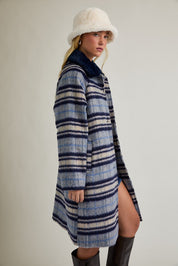 Promenade Faux Fur Collar Plaid Coat - Westly