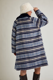Promenade Faux Fur Collar Plaid Coat - Westly