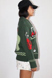 Putting Green Golf Motif Zip Cardigan - Westly