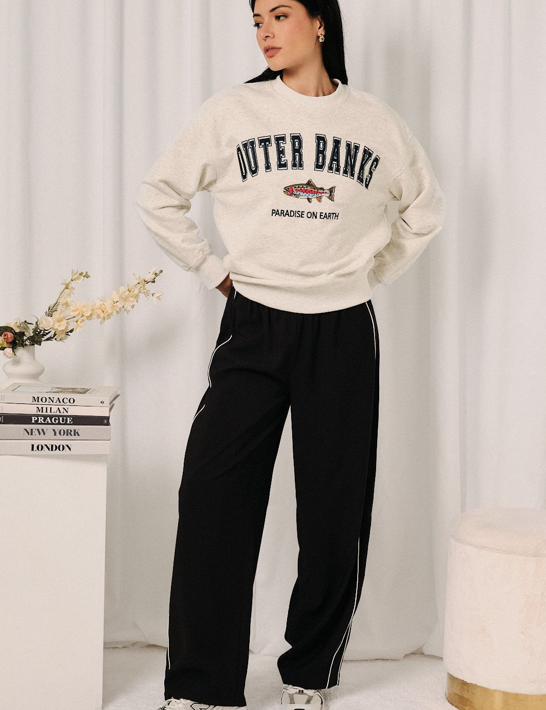 Quick Change Contrast Piping Wide Leg Pants - Westly