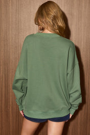 Quiet Christmas Embroidered Tree Sweatshirt in Dusty Green — product photo 03