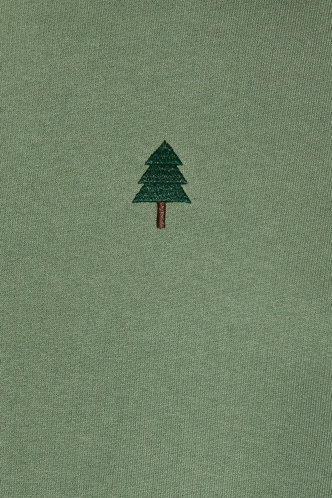 Quiet Christmas Embroidered Tree Sweatshirt in Dusty Green — product photo 05