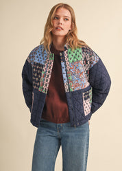 Quilted Keepsake Patchwork Puffer in Navy Patchwork - product photo 1